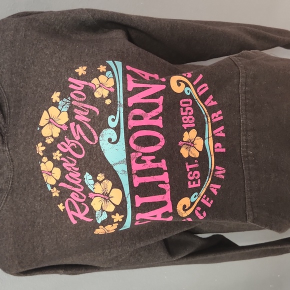 Vintage Y2K Roxy Style California Relax And Enjoy Tropical Floral Grunge Hoodie - Picture 2 of 7